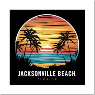 "Jacksonville Beach Sunset - Vaporwave Aesthetic Tee" Posters and Art